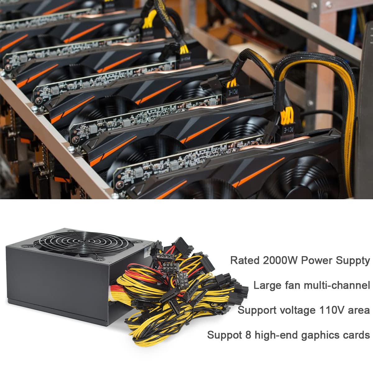 Amazon | 2000W マイニングPC電源 ビットコインマイナー電源 ATX PSU 8ビデオカード ETH BTC ETC用  110V-220V ファンマイニングギア付き | SENLIFANG | 電源ユニット 通販