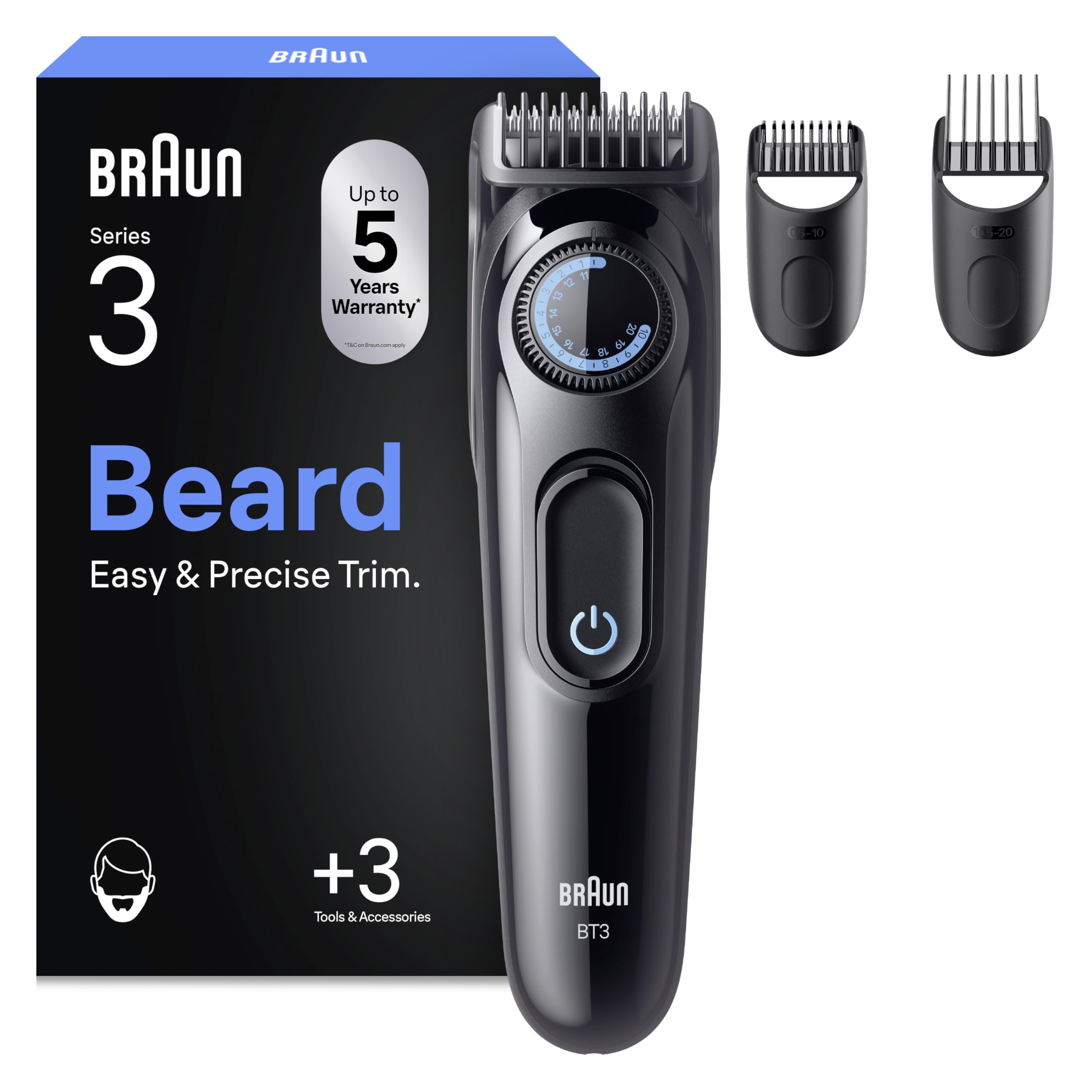 Braun Barttrimmer Series 3 BT3520 – Elektrischer Bartschneider für Herren