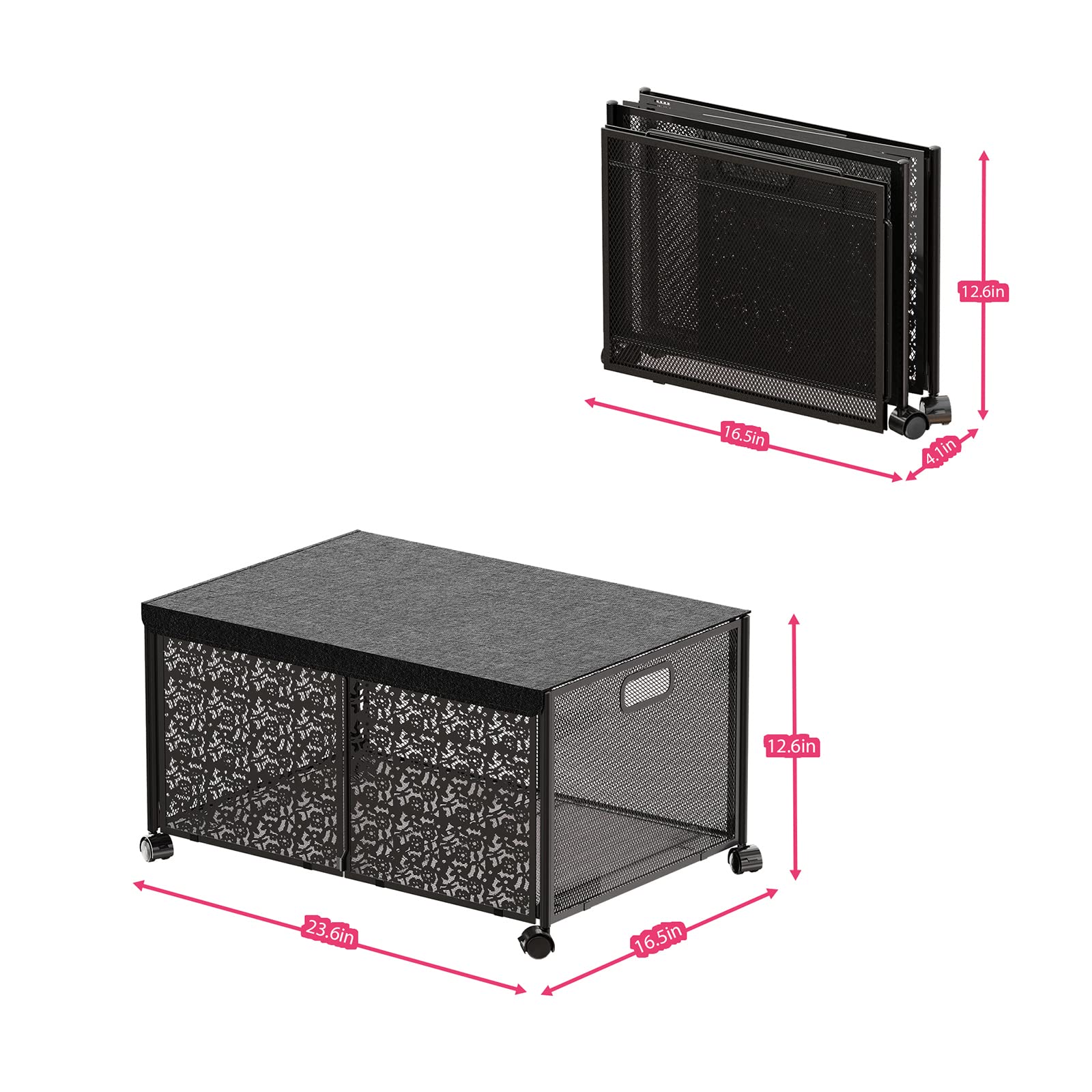 Caja de Almacenamiento de Juguetes Grande con Tapa, Organizador de Juguetes Plegable de Metal con Ruedas para Niños y Niñas, Ropa, Libros, Guardería, Felpa (#4)