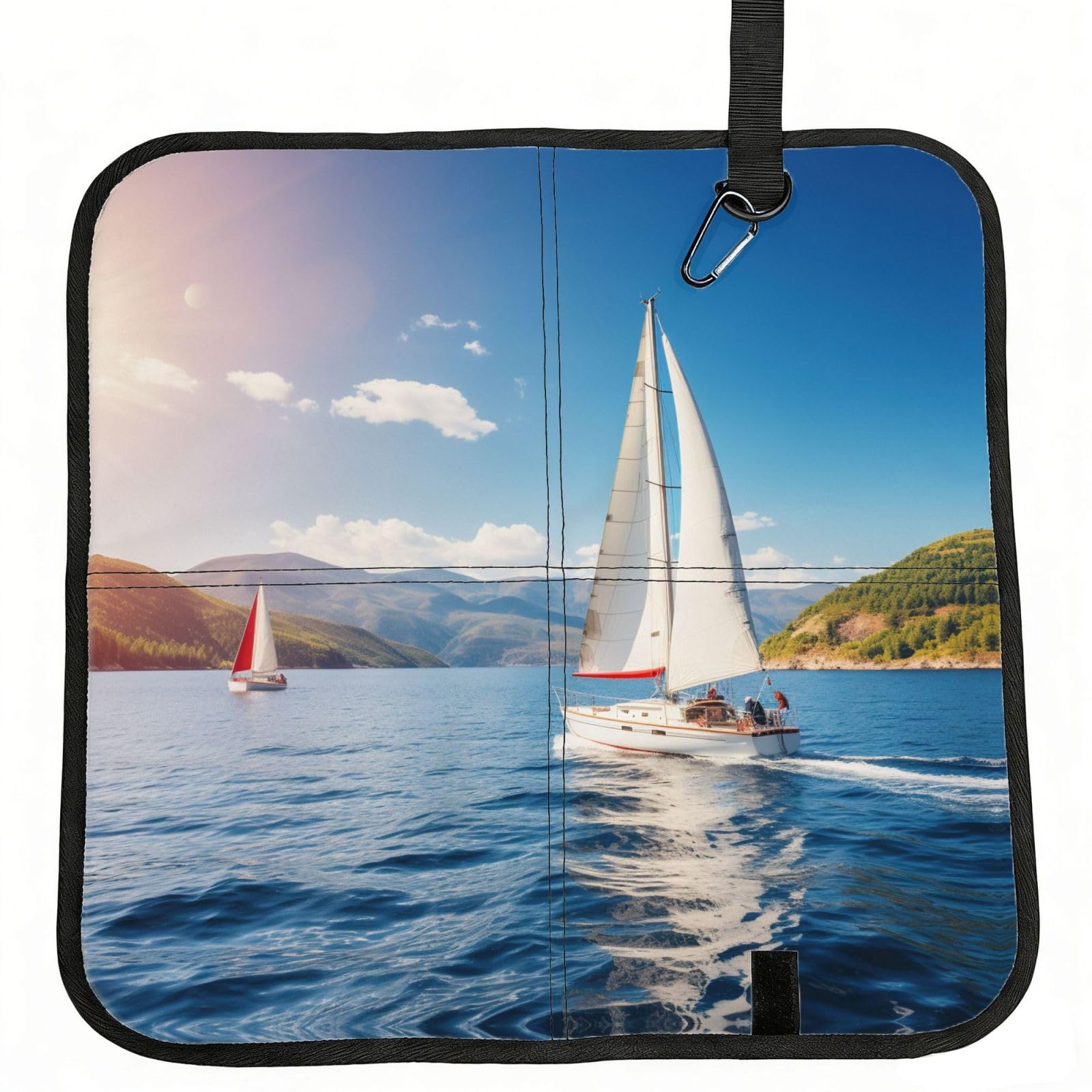 YGLHBDPBF Ocean Sailing Print Camping seat cushion,Foldable Sitting Pads,Save Backpack Space for Hiking