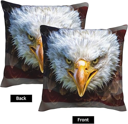 Miniatura 3 de Funda de cojín cuadrada decorativa suave con bandera estadounidense y águila, funda de cojín, decoración del hogar para sofá, cama, silla, 18 x 18