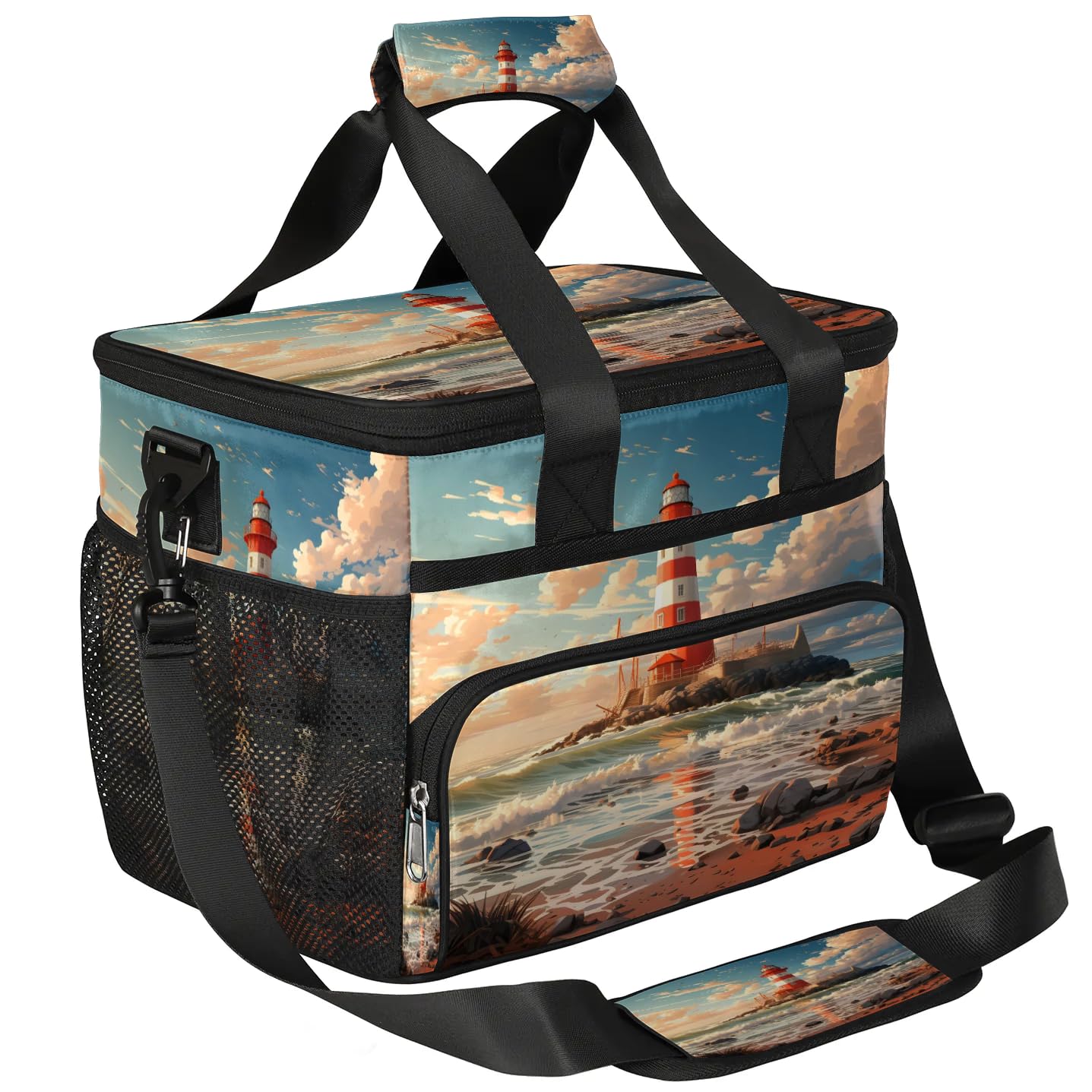 Lunch Box for Men Heavy Duty Insulated Lunch Bag for Women Beach Lighthouse Lunchbox for Adults Lunch Cooler