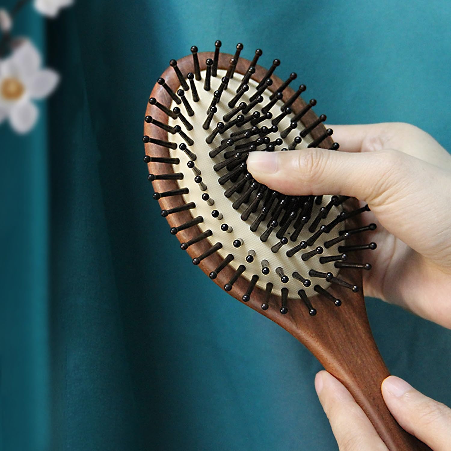 Cepillo para el Cabello, Peine de Masaje de Madera Phoenix Peony, Cepillo para el Cabello antiestático desenredante, cepillos con cojín de Aire, reducción de H