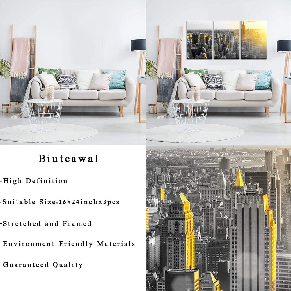 Hot Deals Biuteawal 3 Panels Modern Wall Art New York Cityscape Empire States Building with Golden Sunrise Picture Print on Canvas City Artwork Ready to Hang for Home Living Room Decor New Deal Biuteawal 3 Panels Modern Wall Art New York Cityscape Empire States Building with Golden Sunrise Picture Print on Canvas City Artwork Ready to Hang for Home Living Room Decor