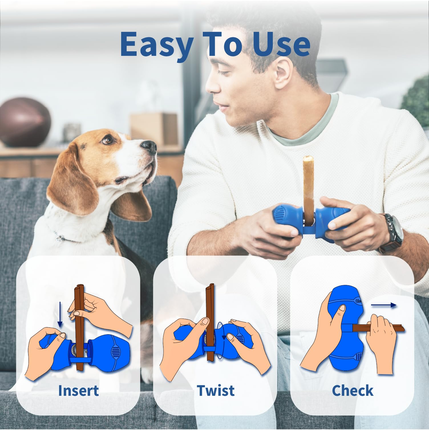 Bully Stick Halter - Größe Klein Interaktives Hundespielzeug, Slow