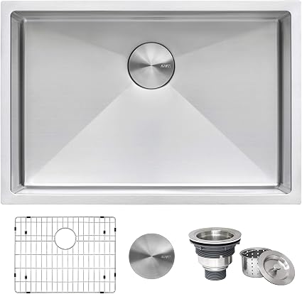 Ruvati 27-inch Rounded Corner Undermount Kitchen Sinks Single Bowl –