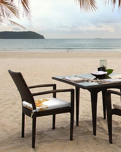 Miniatura 4 de Funy Decor Porch Outdoor Chair Seat Cushion Covers Set Pumpkin Maple Leaf Waterproof Chair Pad Cover Harvest Fruits Slipcovers 2 Pack 22" x 20" x 4"