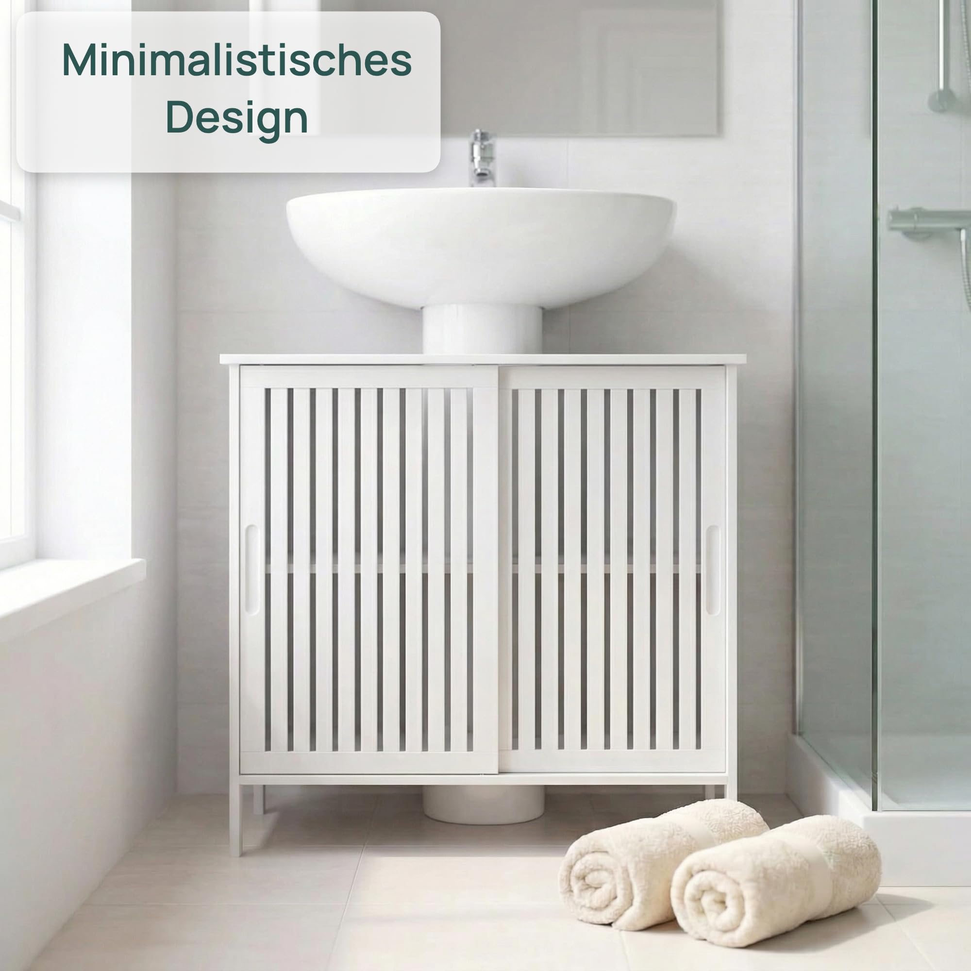 MY FAT GORILLA Mobile sottolavabo in bambù bianco – mobili da bagno – 60 x 30 x 60 cm – Mobile da bagno – Mobile sottolavabo – Mobile lavabo – mobile da bagno