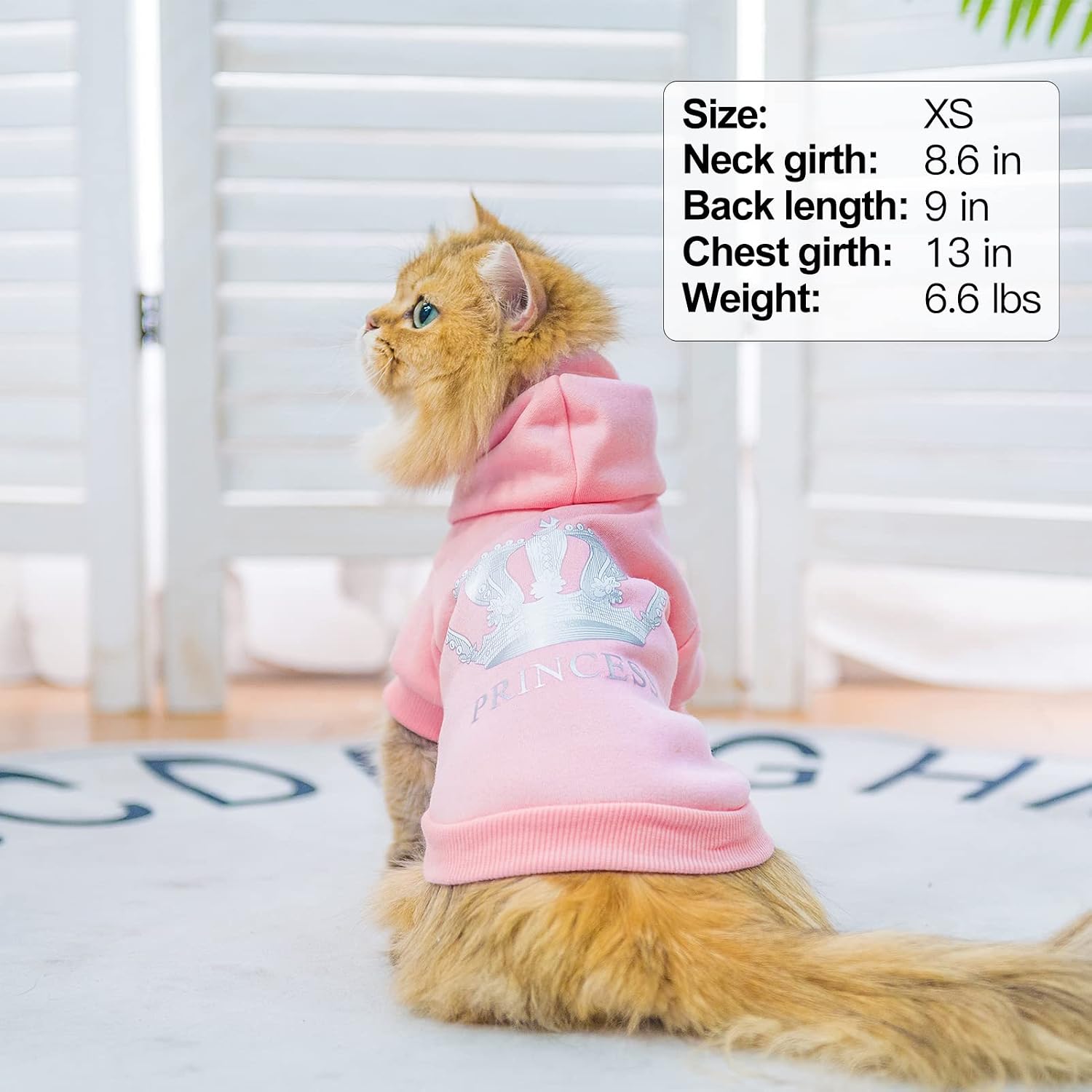 EXPAWLORER Prinecss Dog Hoodie for Girl - Hooded Dog Sweater with Leash Hole, Dog Cold Weather Clothes,Sweatshirt with Pocket, Pet Warm Outfit, Winter Coats for XS-XXL Dogs