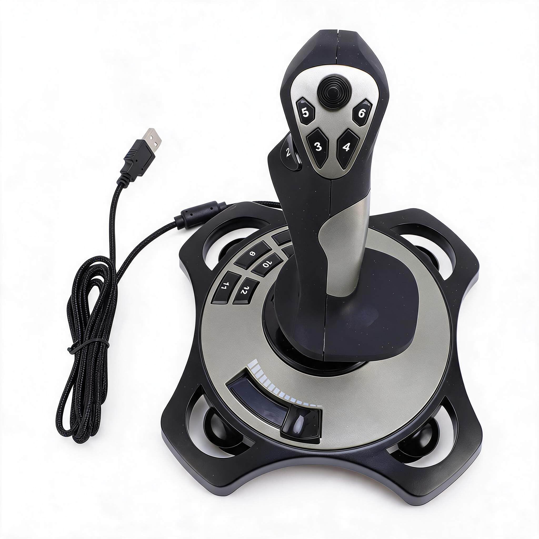 Dpofirs Kontroler Symulatora Lotu USB Joystick - Sprzężenie Zwrotne Wibracji z 12 Programowalnymi Przyciskami, 7/8/10/11 Kompatybilny, Wtyczkowy