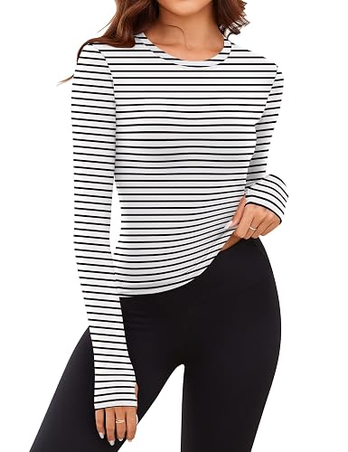 Rapbin Thermal Shirts for Women Long Sleeve Tops Ladies Fleece Undershirt for Winter Cold Weather with Thumb Holes XS-L