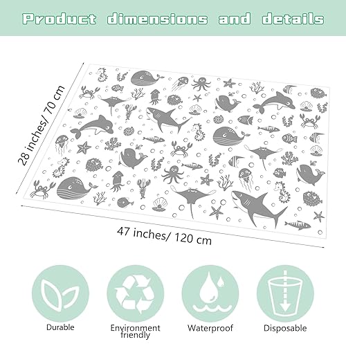 Miniatura 2 de Drydiet Paquete de 100 tapetes antisalpicaduras de 28 x 47 pulgadas para debajo de la silla alta, alfombrillas desechables con estampado de