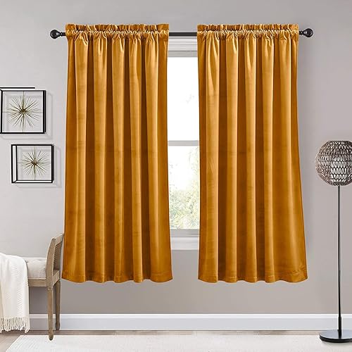 Miniatura 316 de RYB HOME Cortinas de terciopelo súper lujosas con diseño de bolsillo para barra, cortinas de privacidad con aislamiento térmico para oscurecer