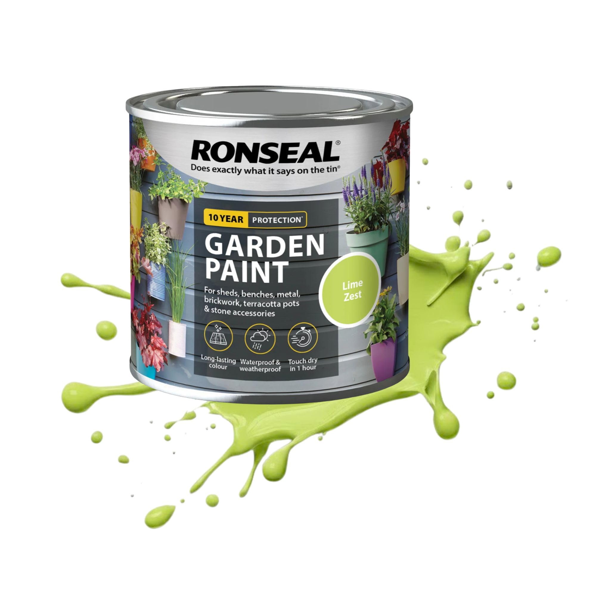 AOC24 2.5L Garden Paint Lime Zest, Water Based Outdoor Paints, Long Lasting Weather Resistant, Fast Drying Color for Wood, Bricks, Pots, Anti Crack Peeling DIY Paint (Lime Zest, 2.5 L)