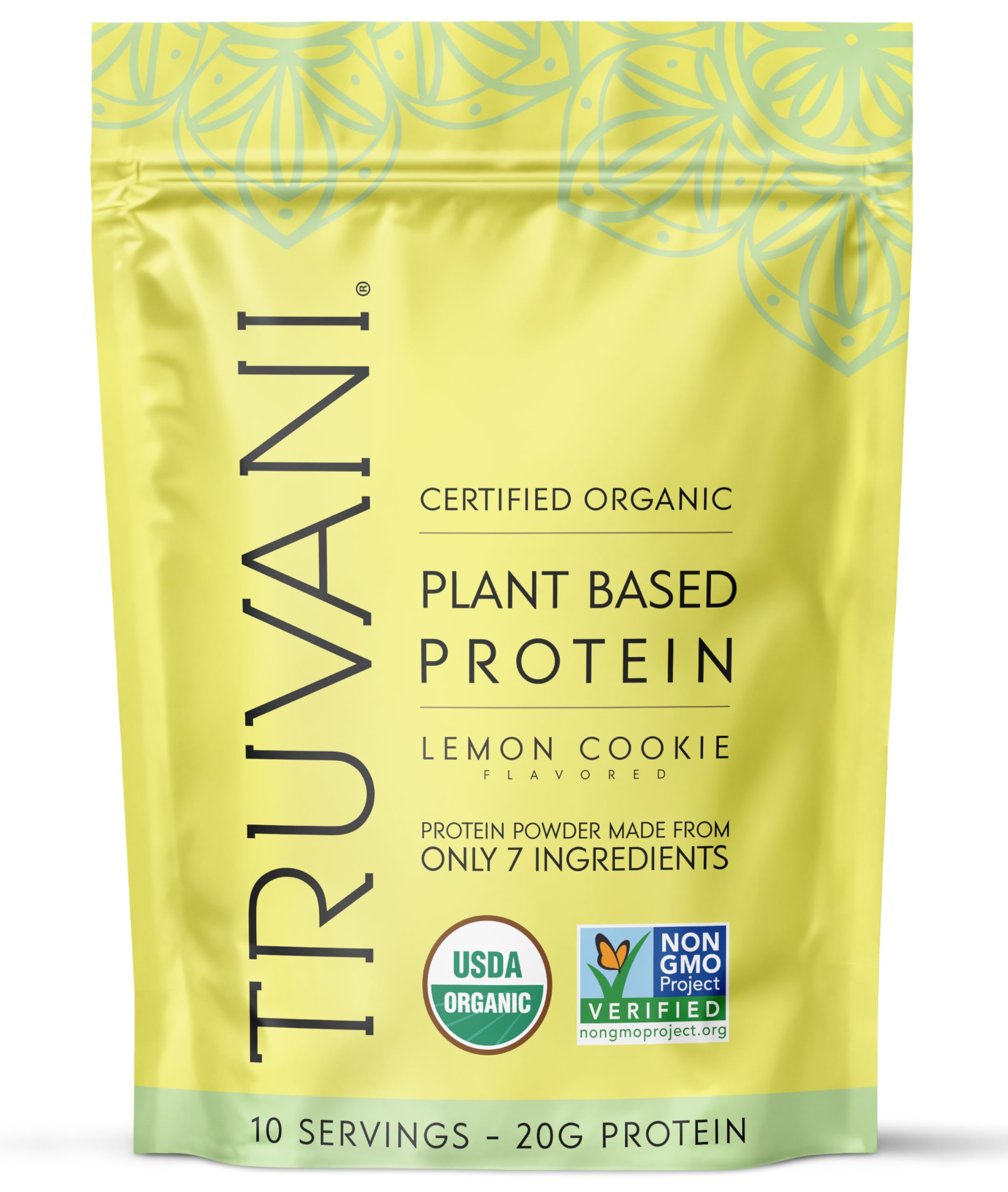 Truvani Vegan Pea Protein Powder | Lemon Cookie | 20g Organic Plant Based Protein | 10 Servings | Keto | Gluten & Dairy Free | Low Carb | No Added SugarUSDA Organic