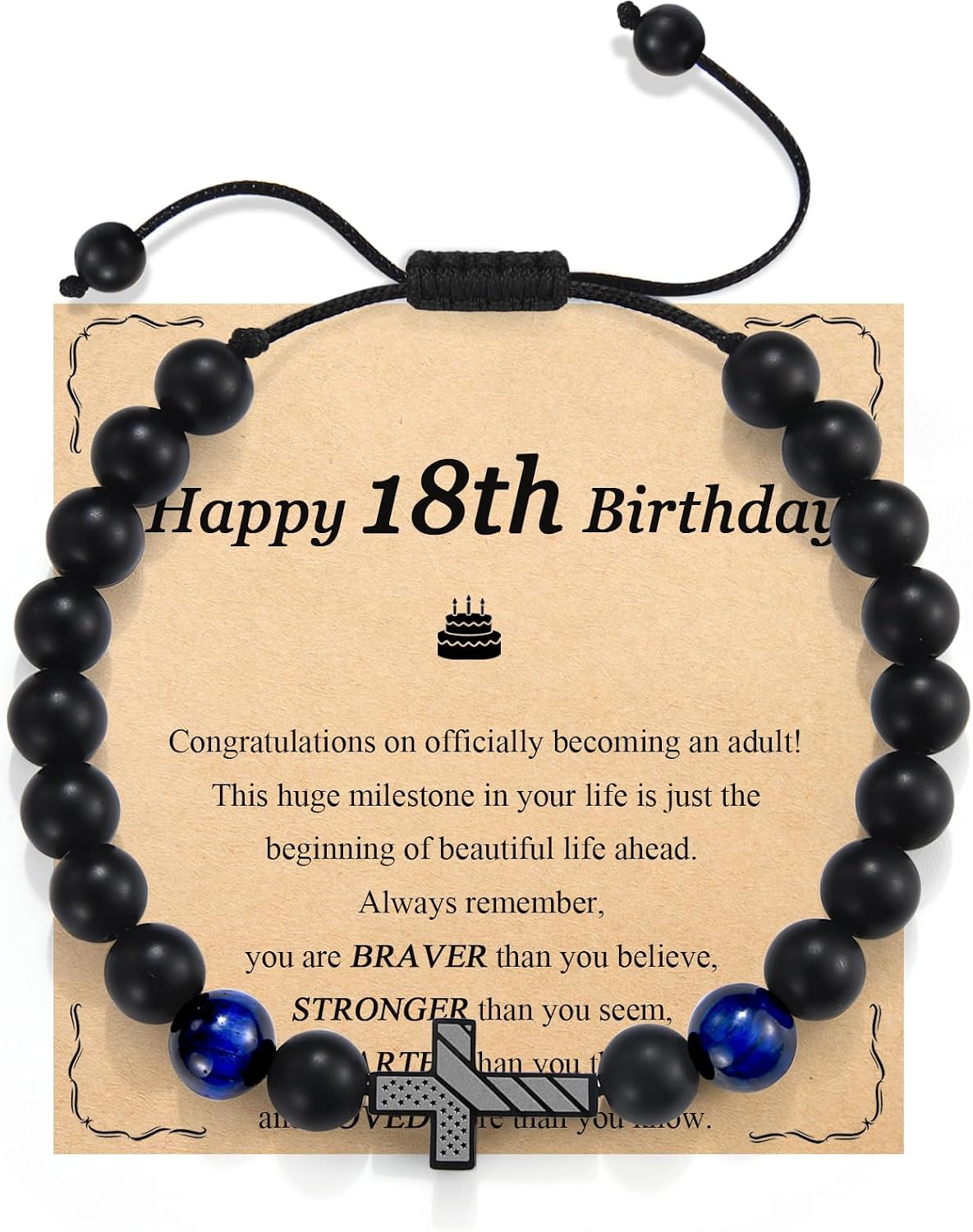 13th 14th 15th 16th 17th 18th Birthday Gifts for Boys American Flag Cross Bracelets for Son, Grandson, Brother, Nephew