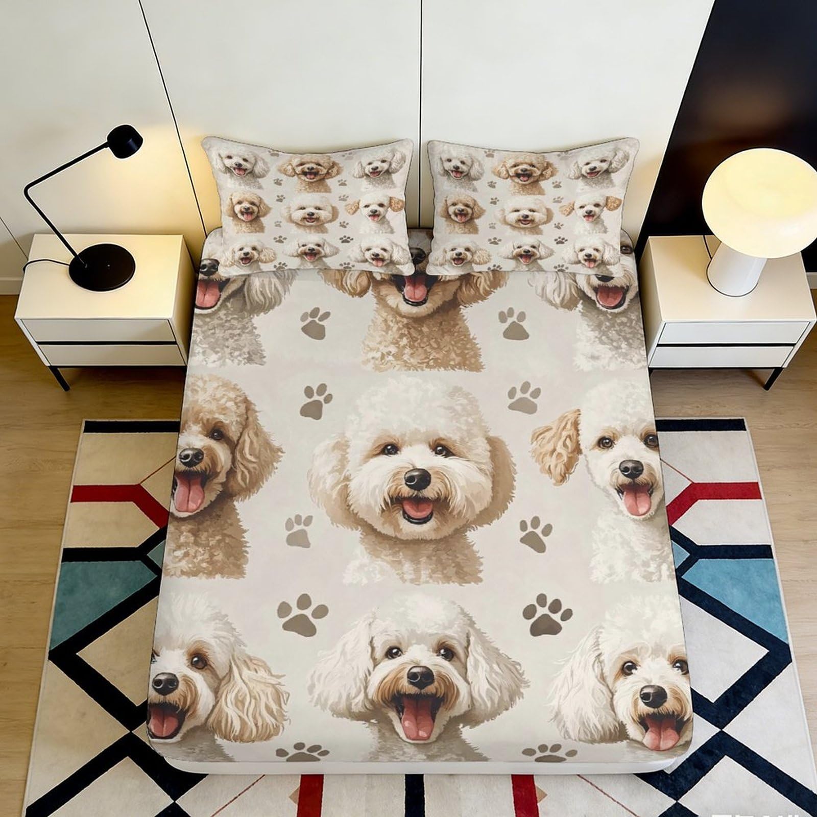 Jqzkxnhpbr Style-10 3D Printed Dog Face Fitted Sheet Microfiber Bed Cover For Bedroom Dorm Decor Non Slip Washable Easy Care 90X200x25cm