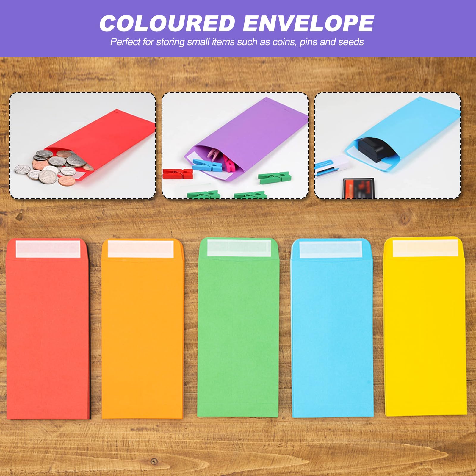 120 Mini Enveloppes En Papier Colorées 6x9cm - Sacs à Fermeture Autocollante Pour Rangement