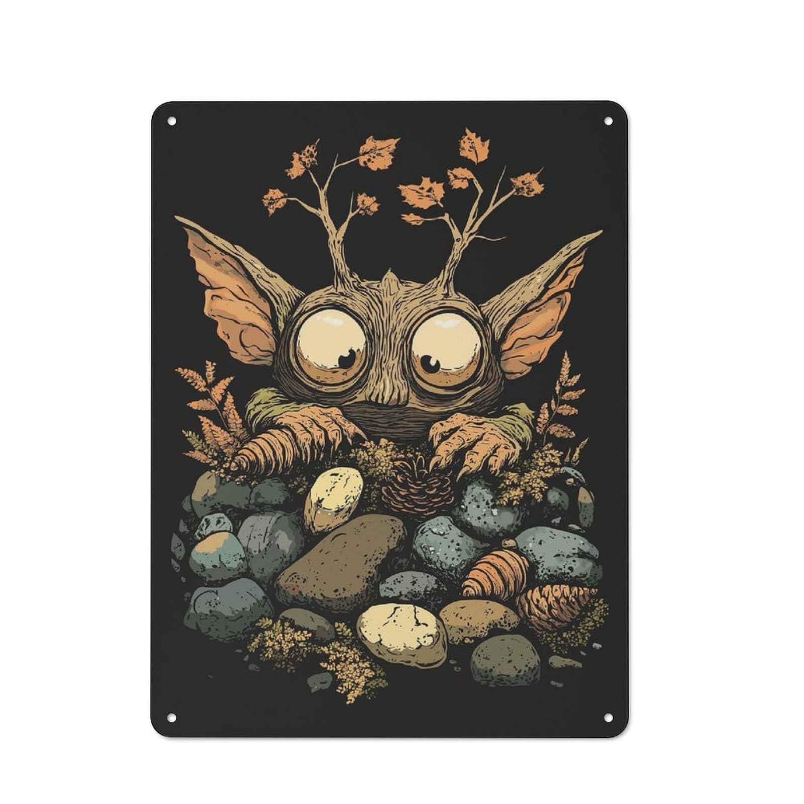 Junmoney Forest Creature Goblin - Goblincore Metal Sign 40X30cm With For Pub Or Café, Retro Decor, For Cooler-Month Interiors With Retro Character
