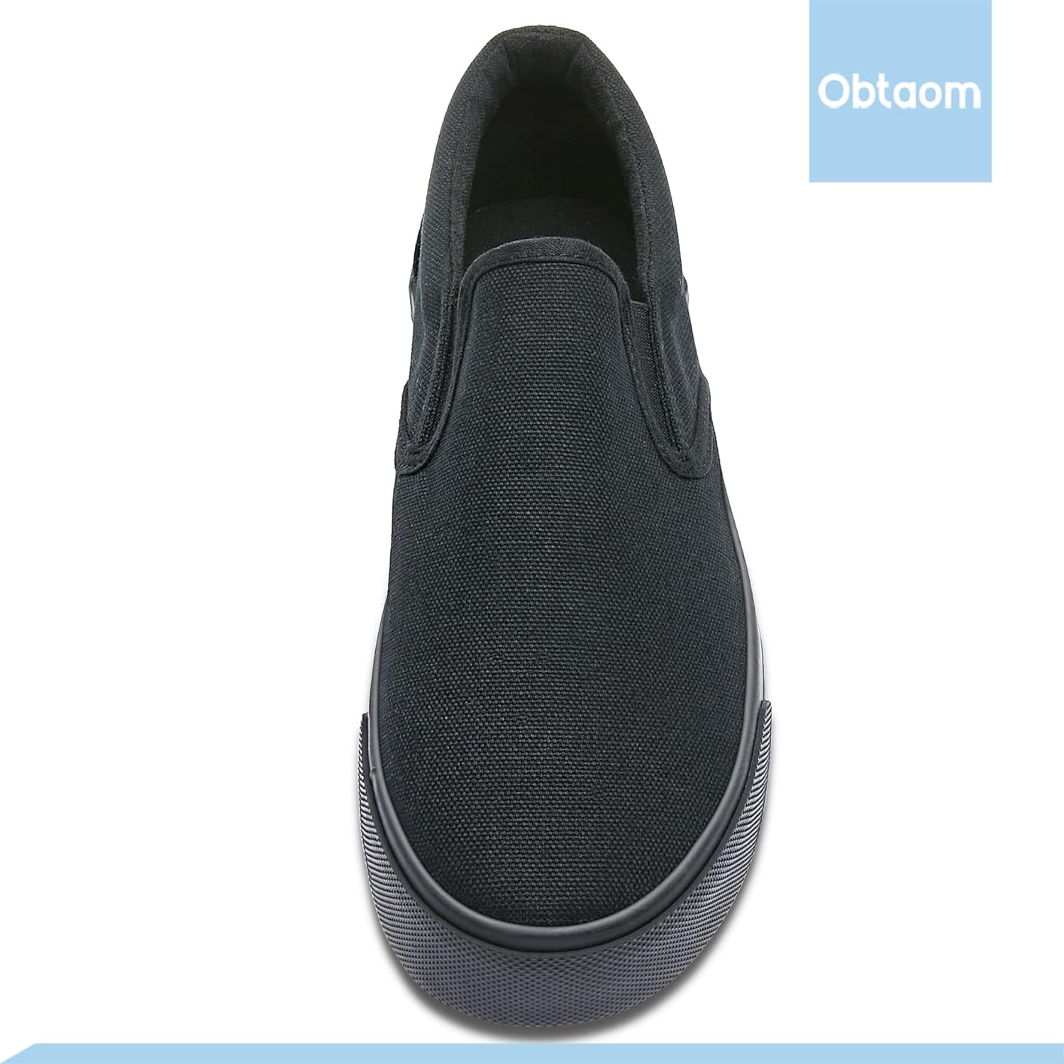 Obtaom Women's White Sneakers Black Slip on Shoes for Women Low Top Canvas Loafers - Image 5