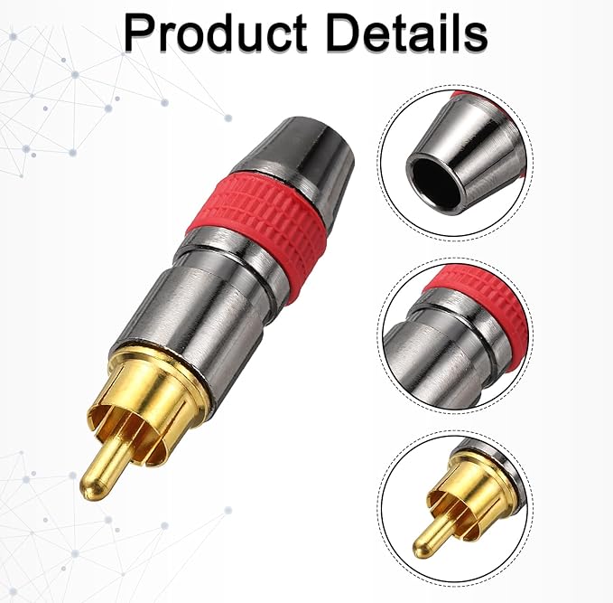 4 Adaptadores de Conector RCA Macho para Audio y Video miniatura 5