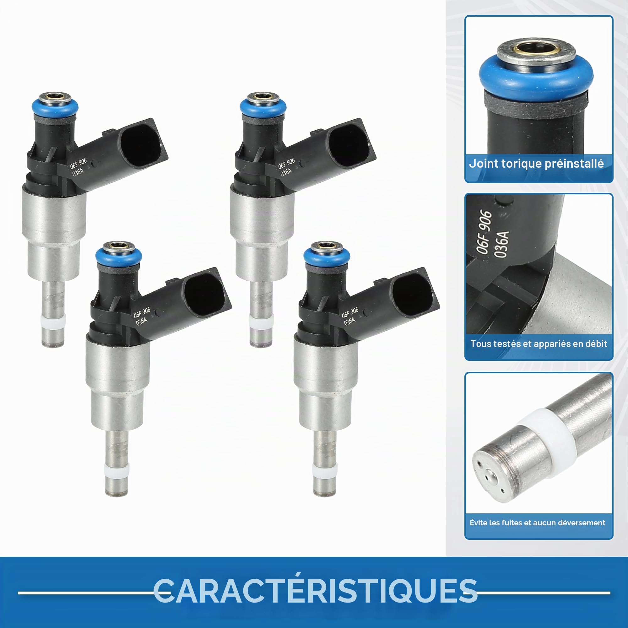 A ABSOPRO Injecteur De Carburant Pour VW Golf V 2.0 Gti 04-09 4 Pièces