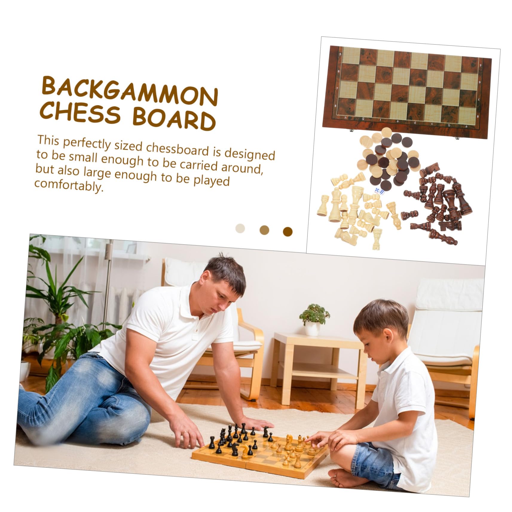 Toddmomy Scacchiera in Legno 3 in 1 Backgammon e Dama Multifunzionale Per Bambini e Ragazzi, Formato 39x39 Cm, Gioco Educativo Pieghevole Da Tavolo Per Casa, Scuola e Picnic