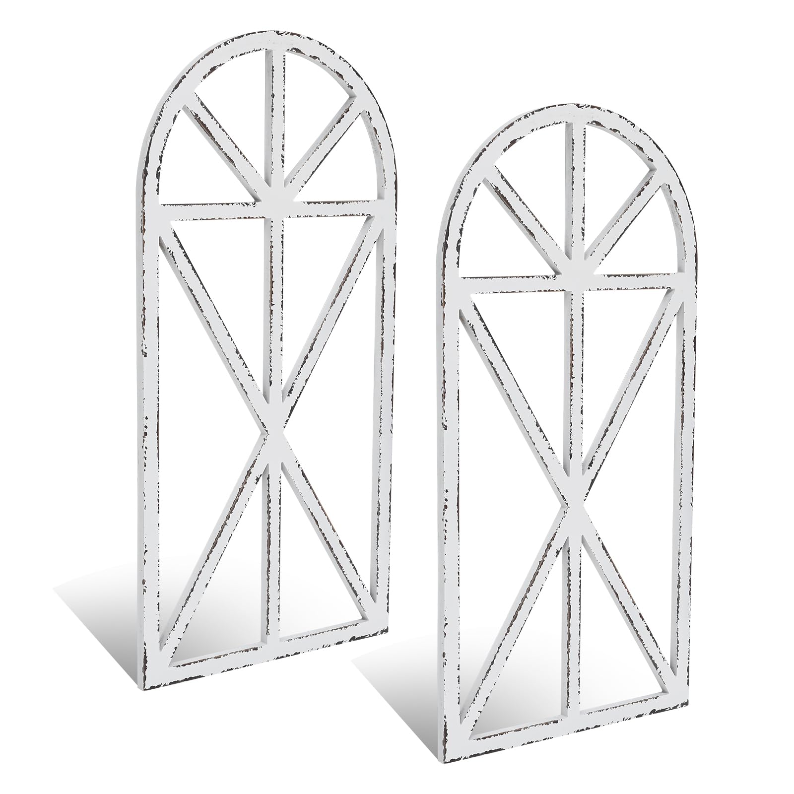 (1-Piece)SwallowLiving 16" x 32" Rustic Cathedral Window Frame Wall Decor - Classic Farmhouse Charm for Your Home, White, Set of 1