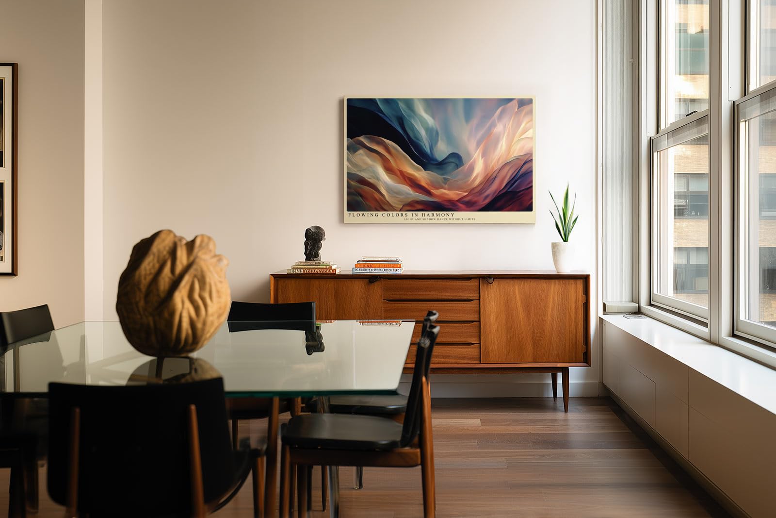 Paul Sinus Wandbild 180x120cm abstrakte Farbbewegung moderne Fluid Kunst warmes Farbspiel stilvolle Wanddekoration fuer Wohnzimmer Büro