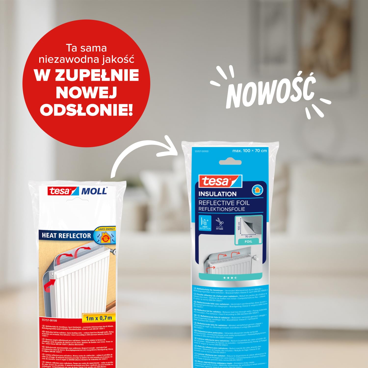 tesa INSULATION folia odblaskowa do grzejników - Folia izolacyjna do ogrzewania - Folia odblaskowa do magazynowania ciepła - 1 m x 0,7 m