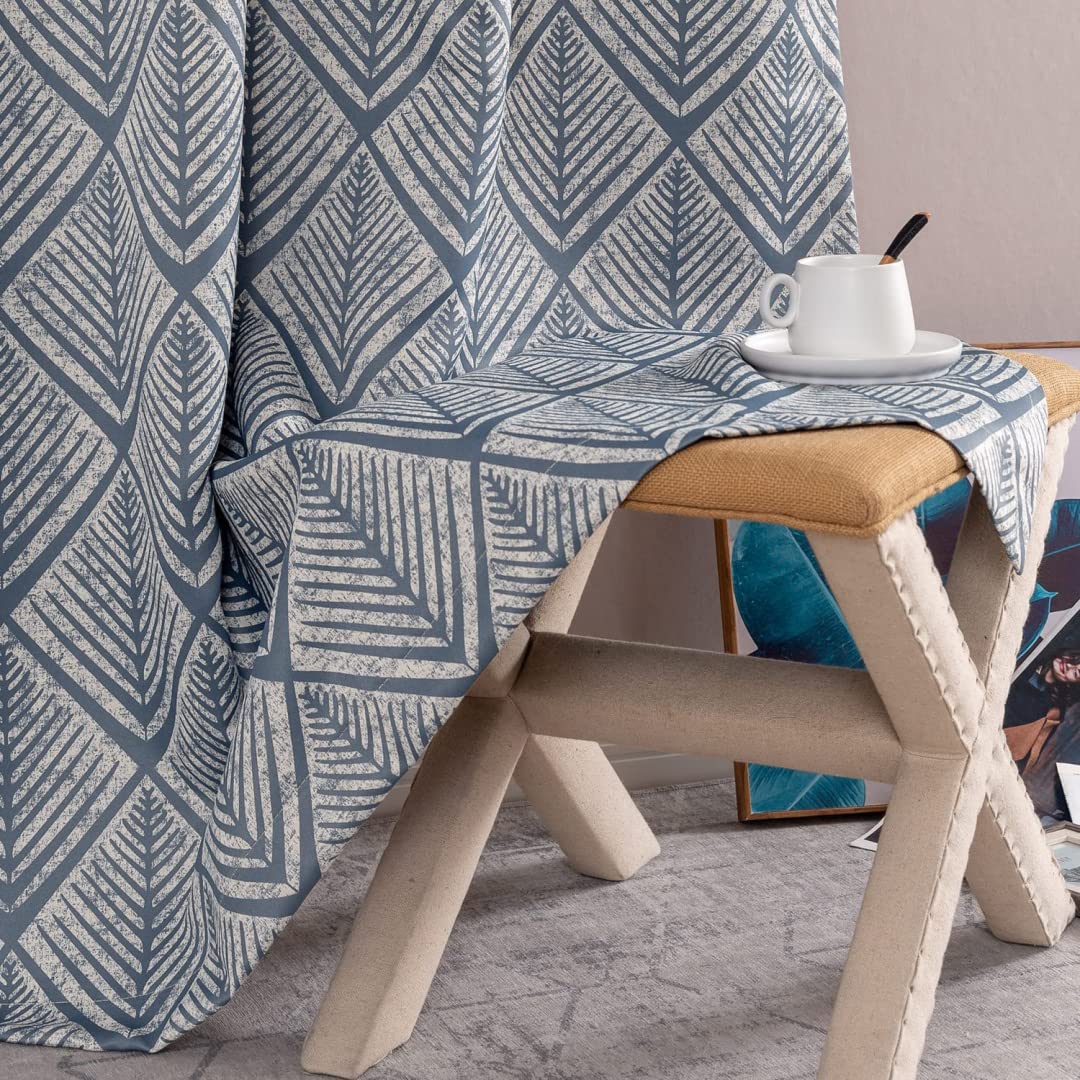 Urban Space Digital Printed Blackout Curtains for Door Bedroom, 80-85% Room Darkening Home Decor, 1 Piece Decorative Curtain with Stainless Steel Rings (Fins Blue, Door- 7 feet x 4 feet)