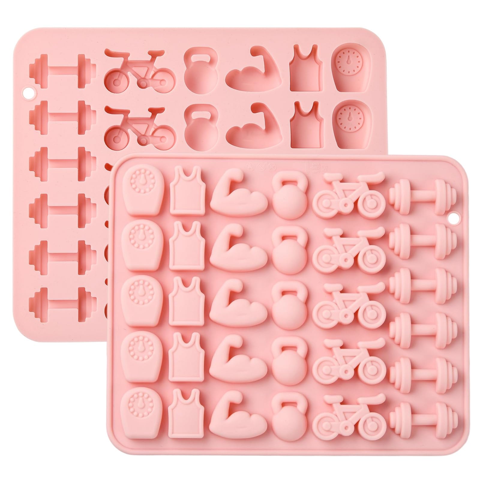 UR URLIFEHALL 2 Pcs Gym Theme Silicone Moulds Dumbell Barbell Shape 31 Cavity Sports Chocolate Moulds for Baking Candy Cake Decoration Biscuit — image 1