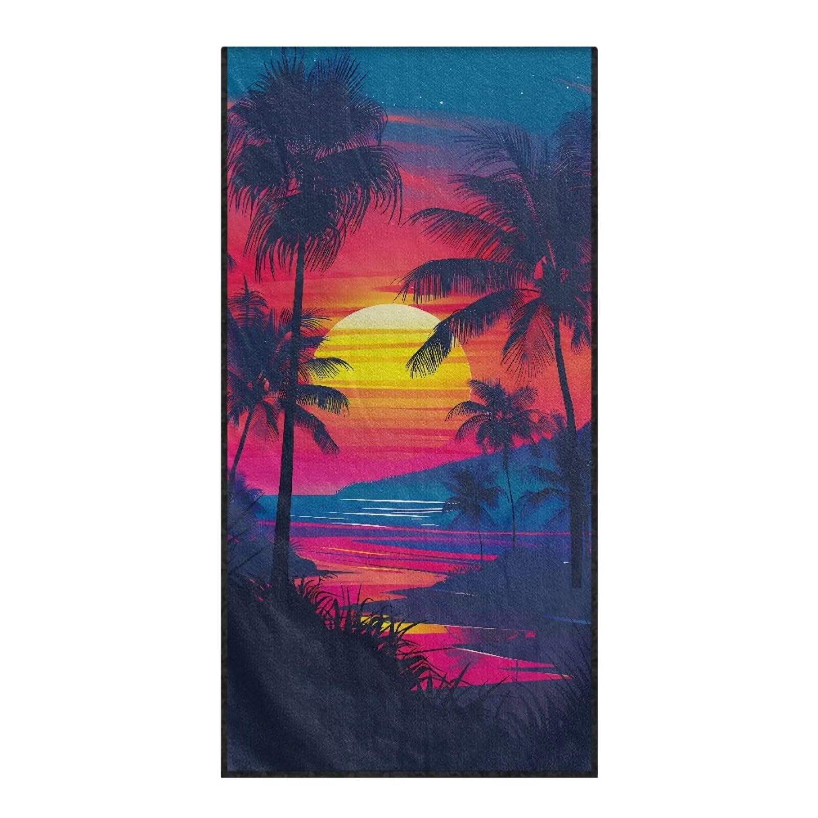 JOAIFO Car Seat Towel Cover After Gym, Palm Tree Microfiber Towels for Car, Sedan, Truck, Van, SUV, Soft Sweat Towel for Workout,Running,Swimming,Beach and Hiking