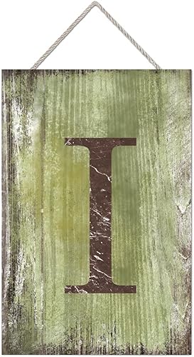 Vista 233 de Letrero colgante de madera con letra J, letrero de madera para decoración del hogar, 26 letras del alfabeto de metal, placa de madera, decoración