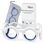 Hion Motion Sickness Glasses, Car Sickness Glasses,Relieve Carsickness Airsickness Seasickness Glasses,Anti Nausea Vertigo Glasses, No Lens Liquid Glasses for Adults or Kids(Bule)