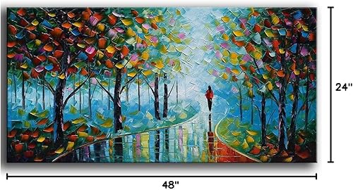 Miniatura 9 de YaSheng Art -Pintura al óleo abstracta de paisaje contemporáneo sobre lienzo Pintura de árbol texturizado Arte abstracto Pinturas de pared Pintura