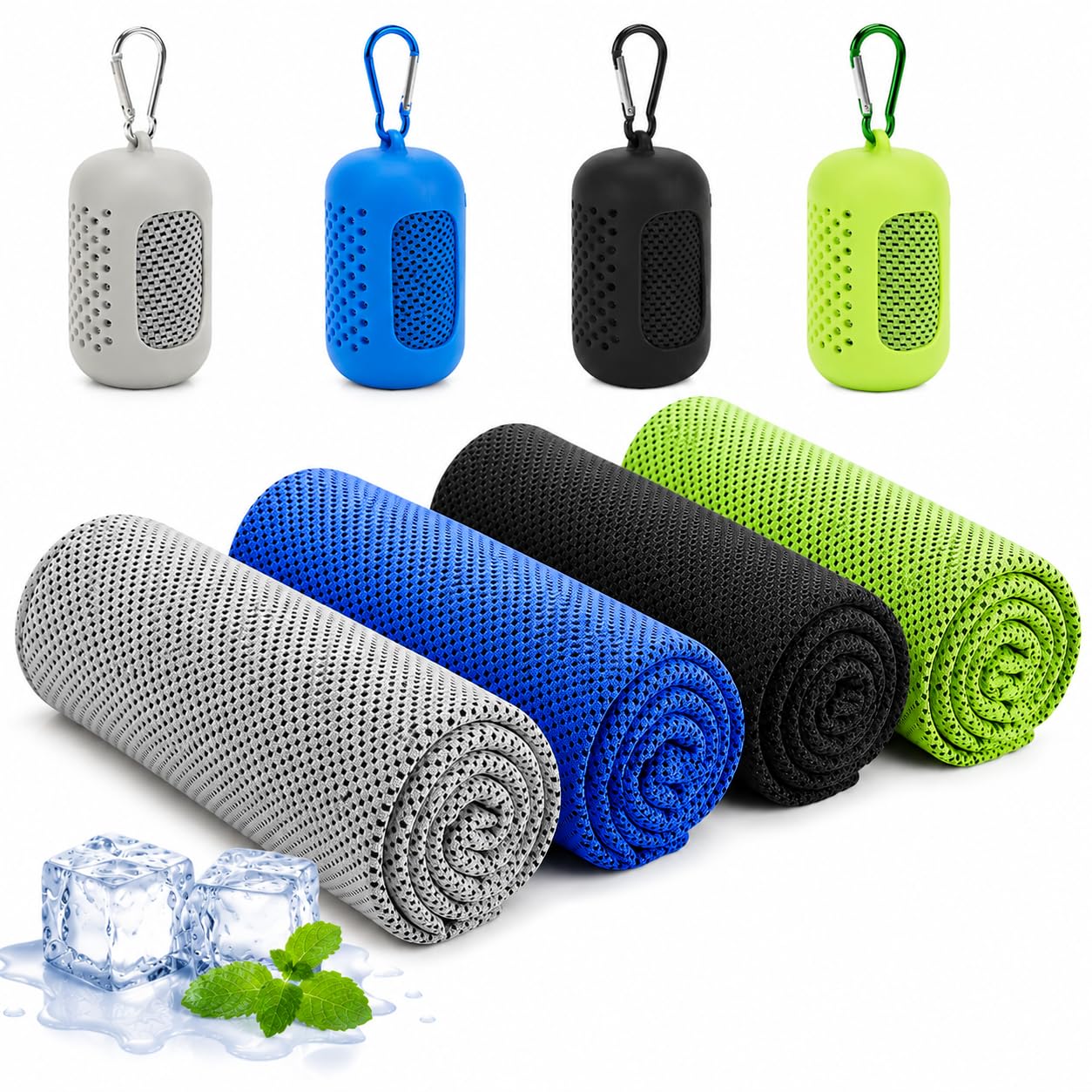 Cooling Towel with Carabiner Case,Portable Cooling Towel (4PCS)