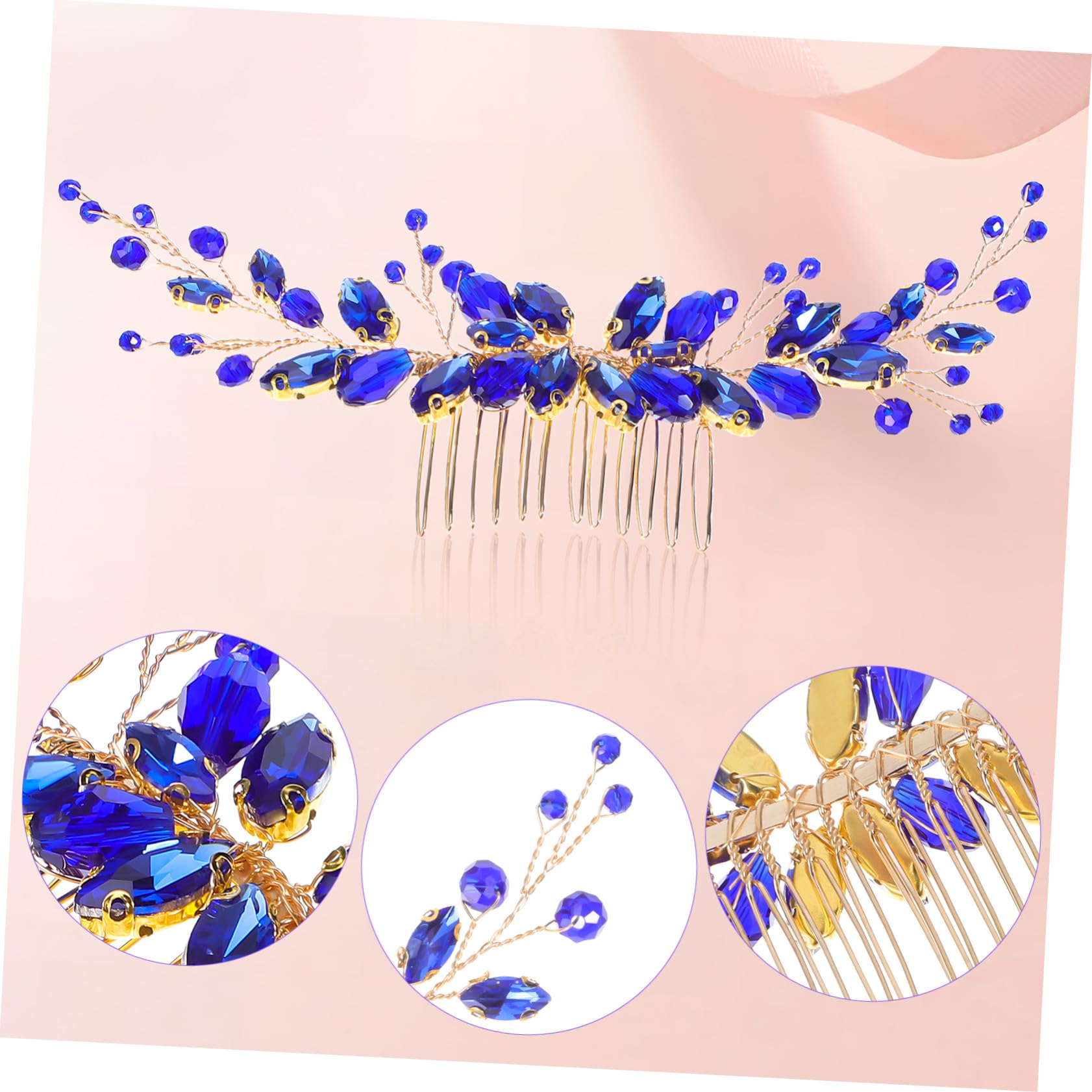 VICASKY 3 Set Pettini per Sposa con Blu Accessori Decorativi Resistenti per Acconciature Nuziali e Party Adatti Tutti i Tipi