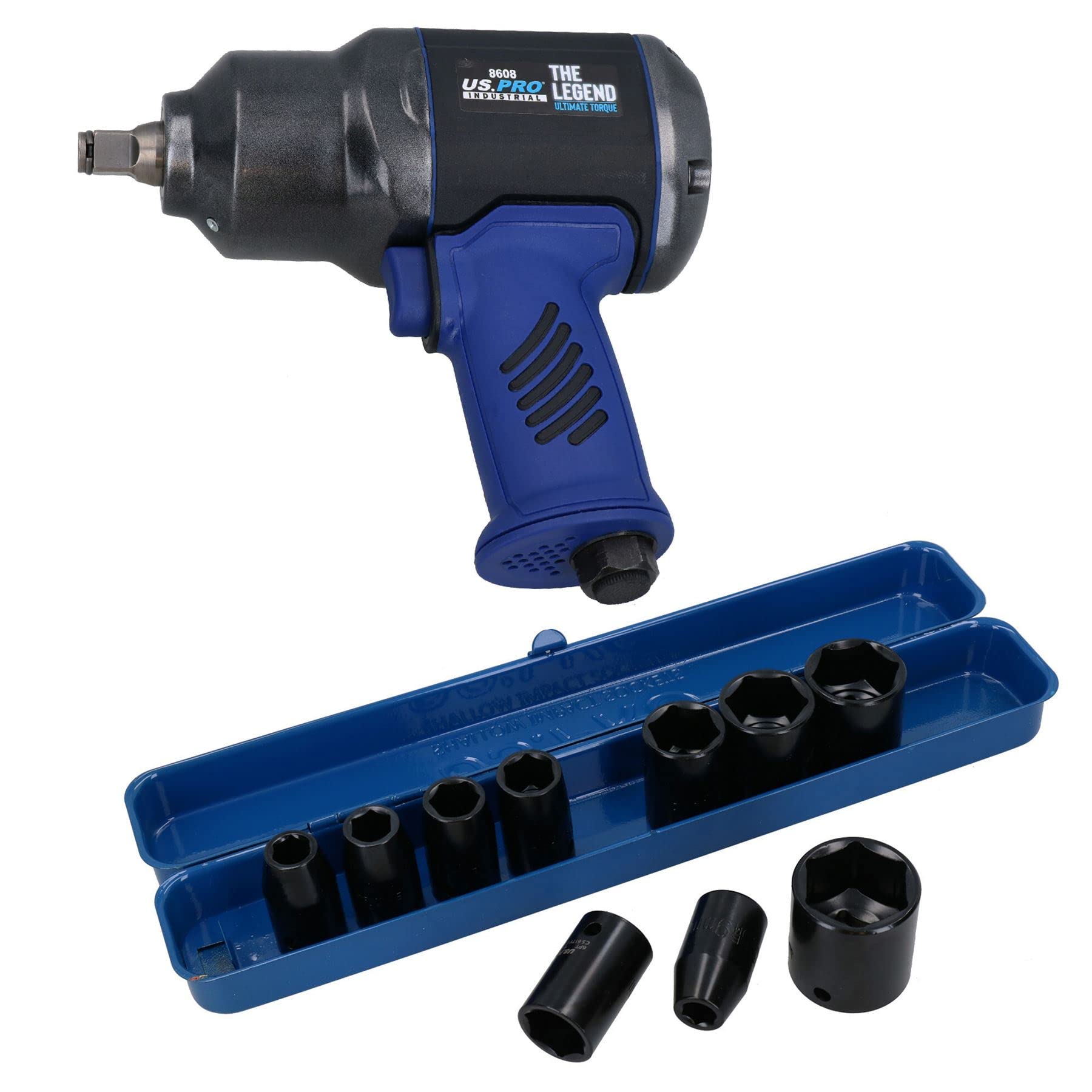 Clé à choc pneumatique 1/2 courte avec douilles impacts 9 mm à 27 mm