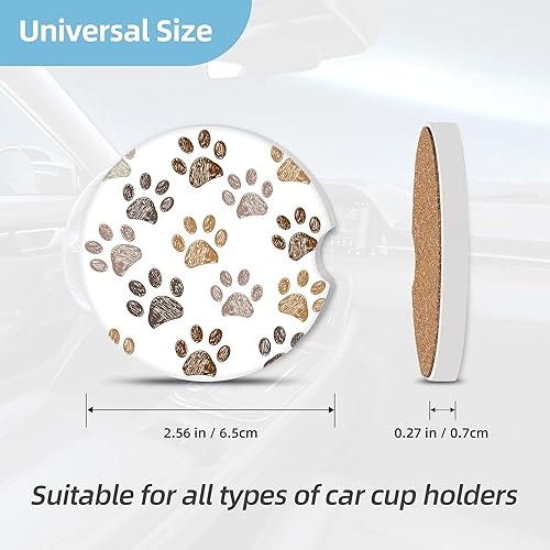 Miniatura 2 de Paquete de 2 posavasos de automóvil para portavasos de automóvil, 2.56 pulgadas, universales, de piedra de cerámica, absorbente, con base de corcho