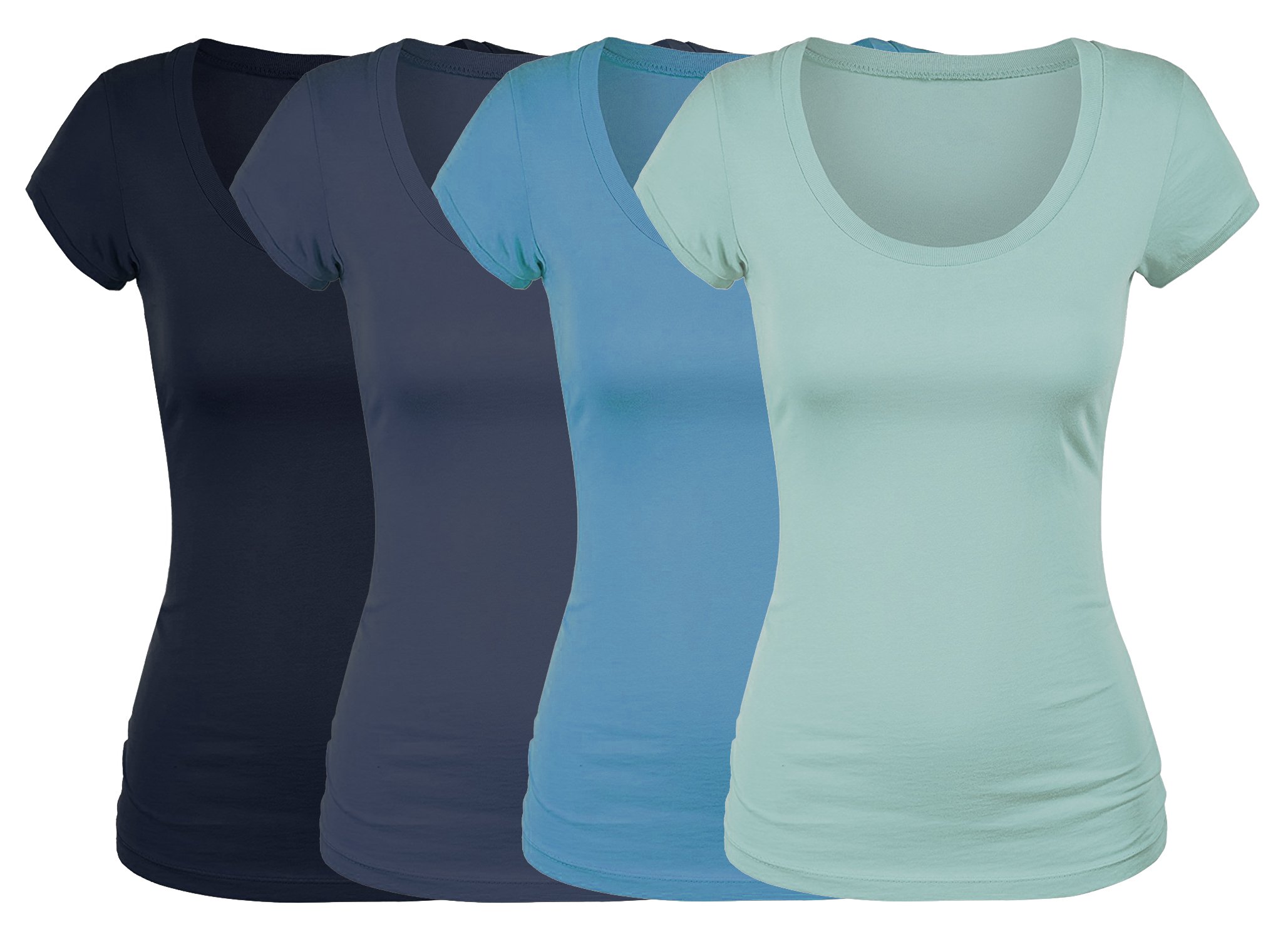 Emmalise Women's Short Sleeve Tshirt Scoop Neck Tee Value Pack Junior Plus Sizes