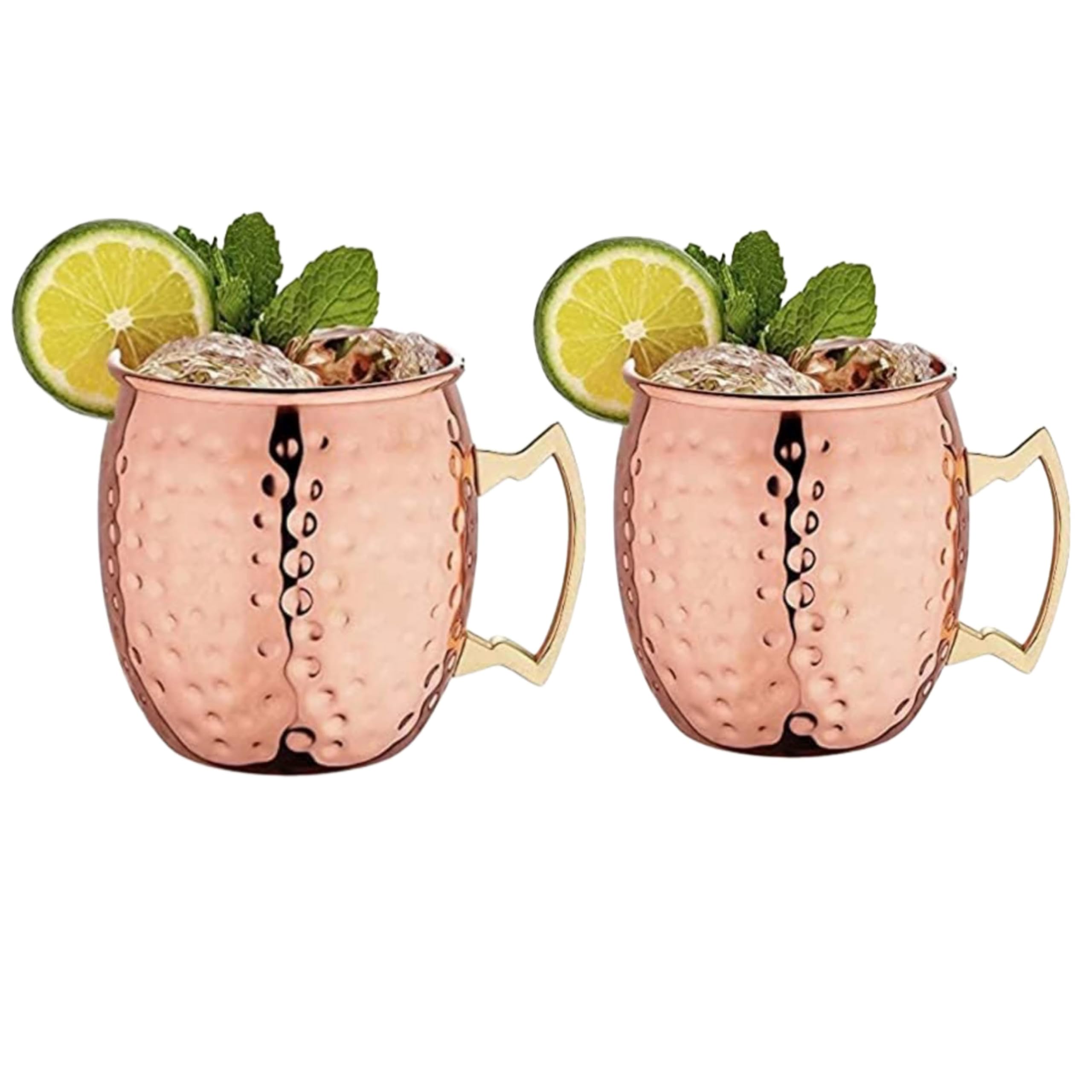 Pure Copper Hammered Mug Drinkware & Serveware, Moscow Mule Mug for Home, Parties and Restaurant with Many Ayurvedic Health Benefits (400ML) Set of 2