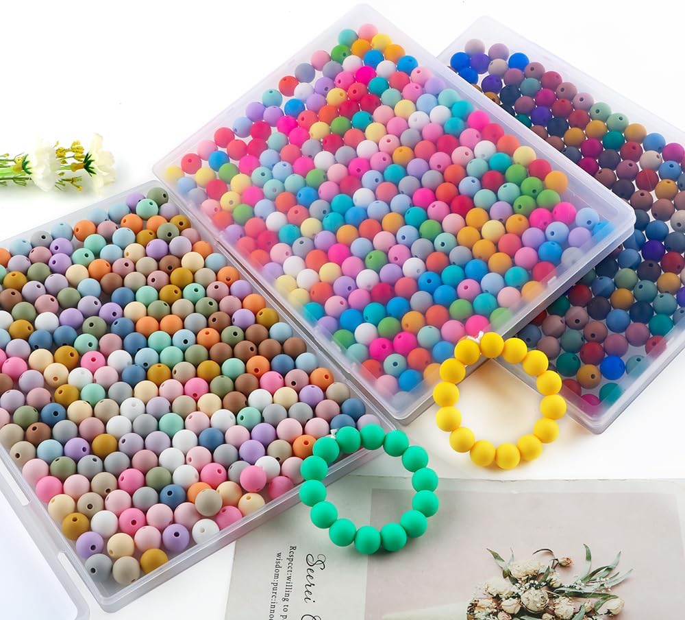 Sunrony 240Pcs 12mm Silicone Beads for Keychain Making, Mixed Color Round Silicone Beads for Pens and Necklace Bracelet Crafts Making (Multicolor Deep) - Image 7