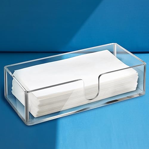 Vista 41 de Bandeja de acrílico para toallas de invitados para baño, soporte vertical para toallas de mano desechables, organizador de servilletas impermeable A