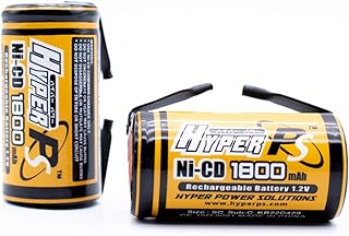 HyperPS 2 pcs 1.2V Sub C SubC 1800mAh NiCd Ni-Cd Rechargeable Battery for Power Tools Battery Pack (w/Tabs)