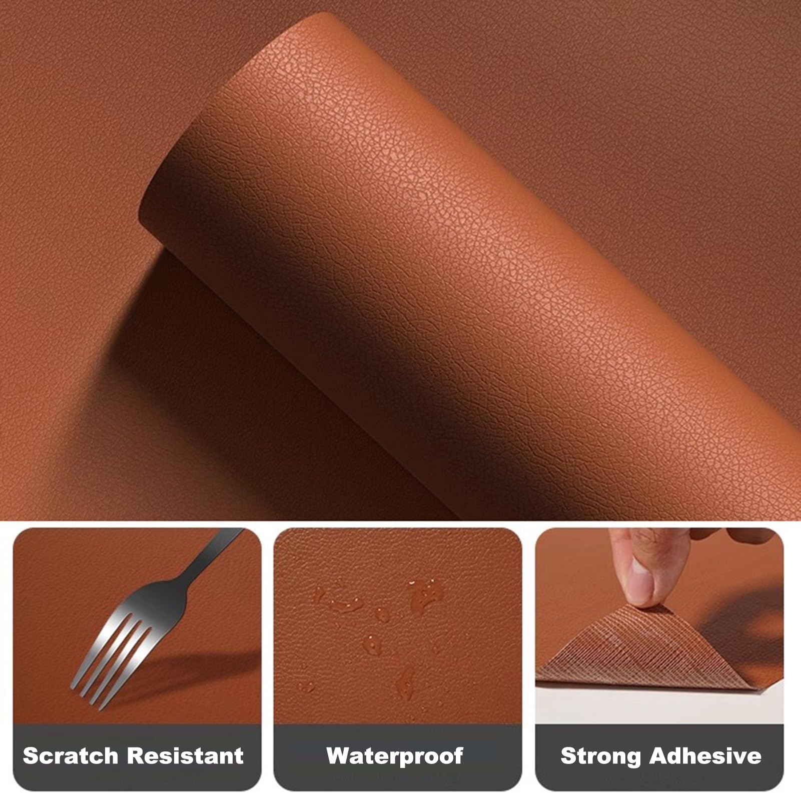 Kunstleder Selbstklebend Braun Selbstklebendes Leder Reparatur Patch, Lederband Polsterung Vinyl Aufkleber Für Couches Sofa, Möbel Autositze Taschen(500x92cm)