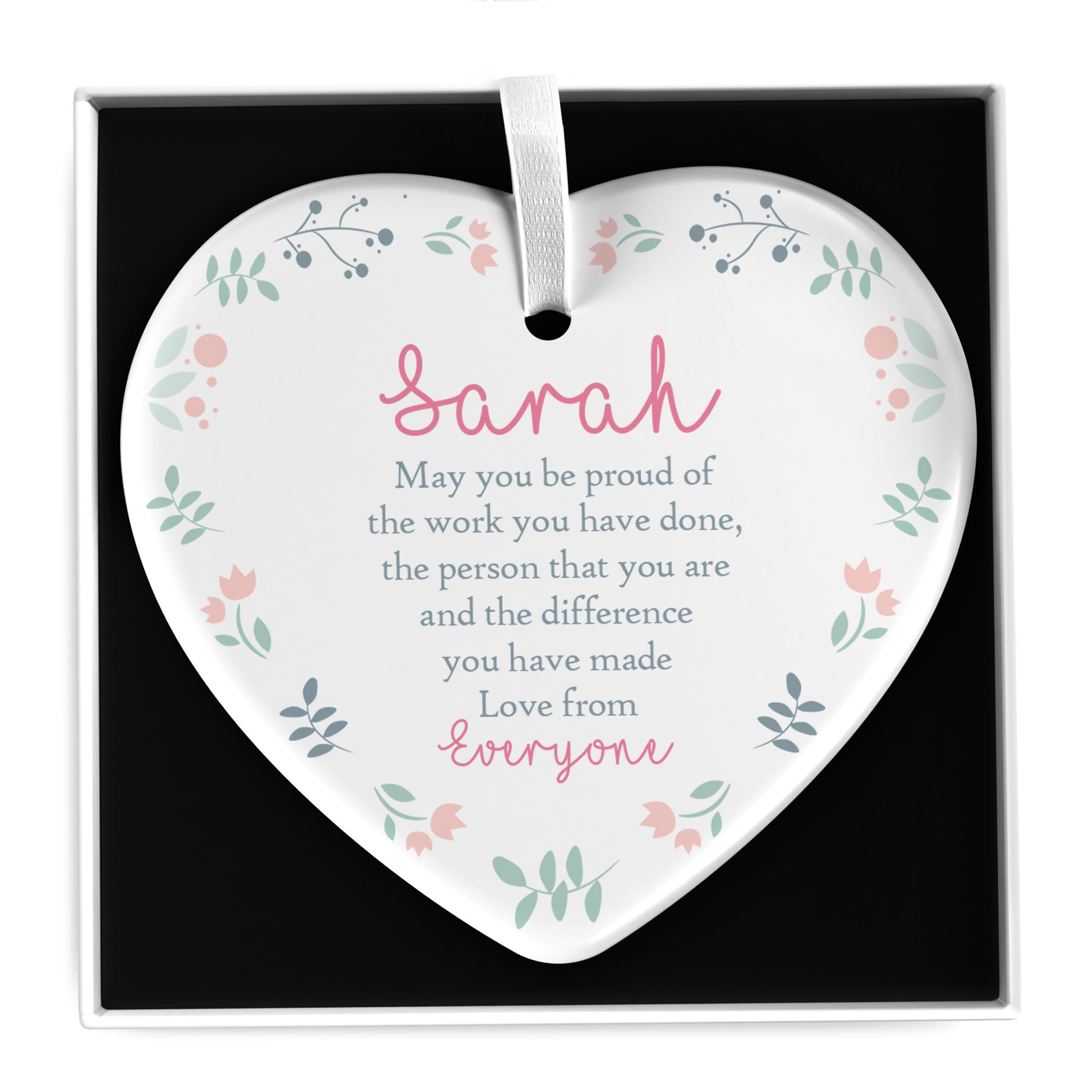 Beecreative Personalised Retirement Gifts For Women - Retired Gifts For Women - Ceramic Heart Circle Retirement Plaque - With Gift Box