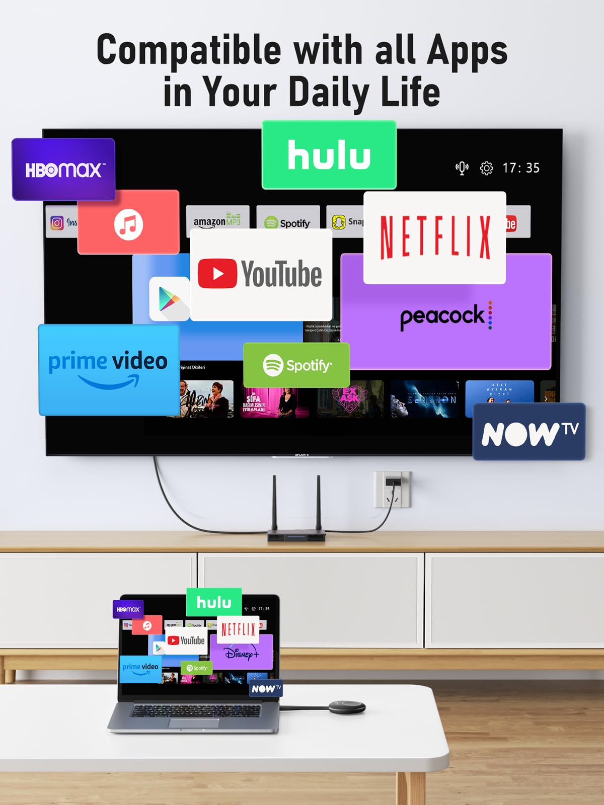 Bezprzewodowy nadajnik i odbiornik HDMI, Lemorele 5G 164FT/50M HDMI bezprzewodowy przedłużacz obsługuje 8 TXS do 1RX dla PS5 Video Audio File Streaming, Laptop, PC do HDTV, Projektor