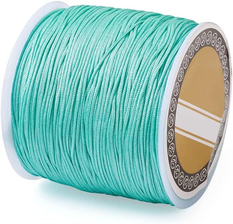 109 Yards 0.8mm Nylon Beading Cord Chinese Knotting Cords Braided Rattail Macrame String Beading Thread for Friendship Bracelets Jewelry Making Crafts Supplies Aquamarine