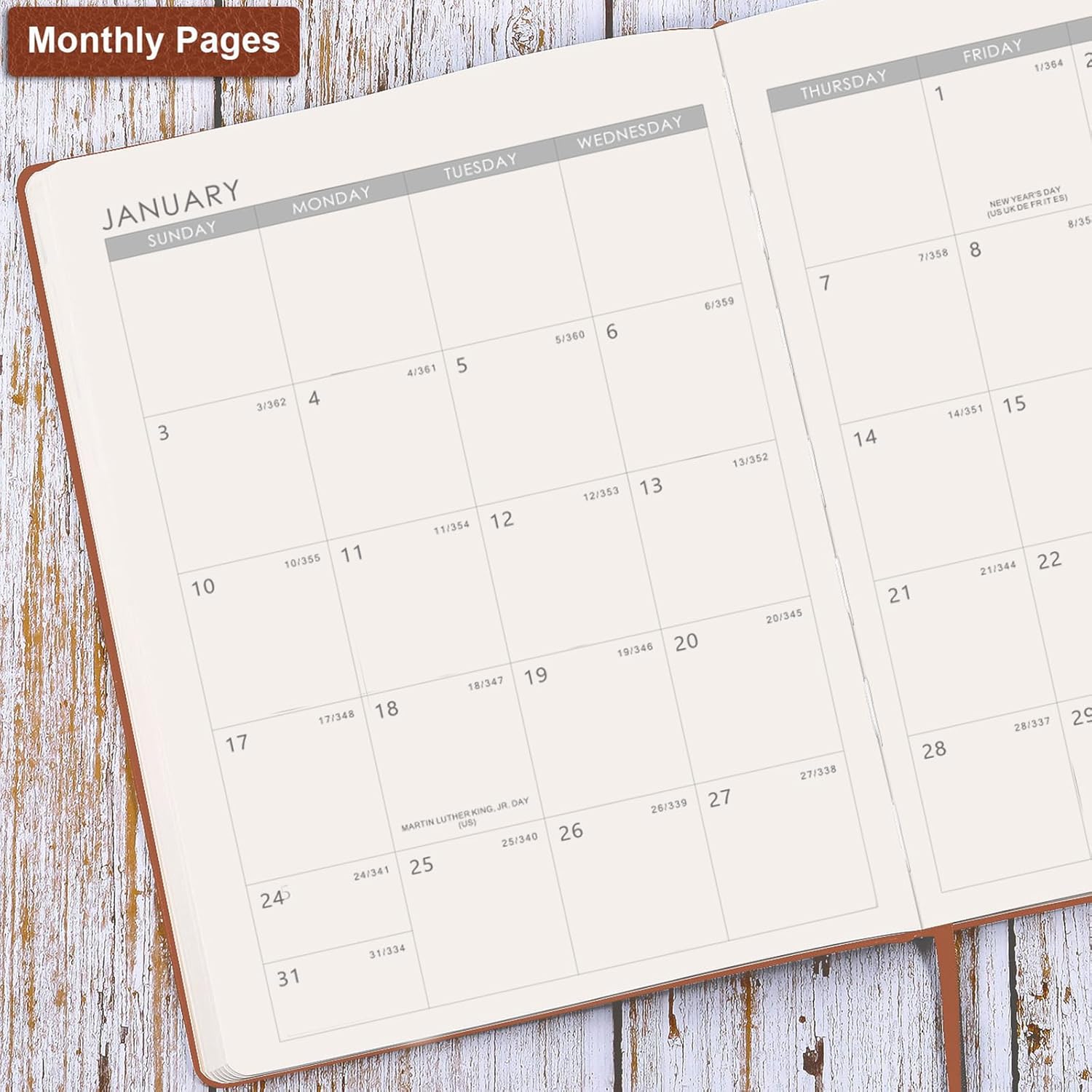 Planner 2026-2027 - 2026-2027 Planner Weekly and Monthly, 8.5" x 11", July 2026 - June 2027, Faux Leather Cover, Pen Holder, Pocket, 25 Notes Pages, A4 Premium Paper - Brown